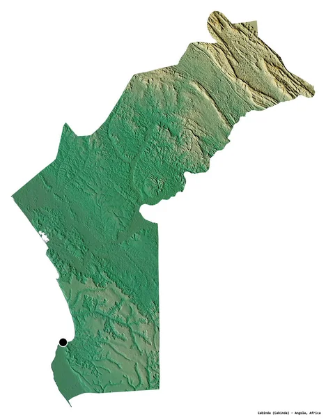 アンゴラの州 カビンダの形で その首都は白い背景に孤立しています 地形図 3Dレンダリング — ストック写真