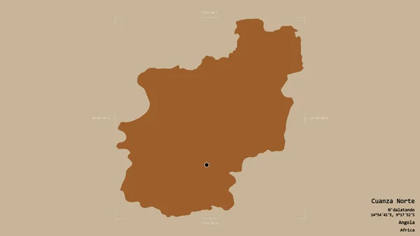 Området Cuanza Norte Provinsen Angola Isolerat Solid Bakgrund Georefererad Avgränsningsbox — Stockfoto