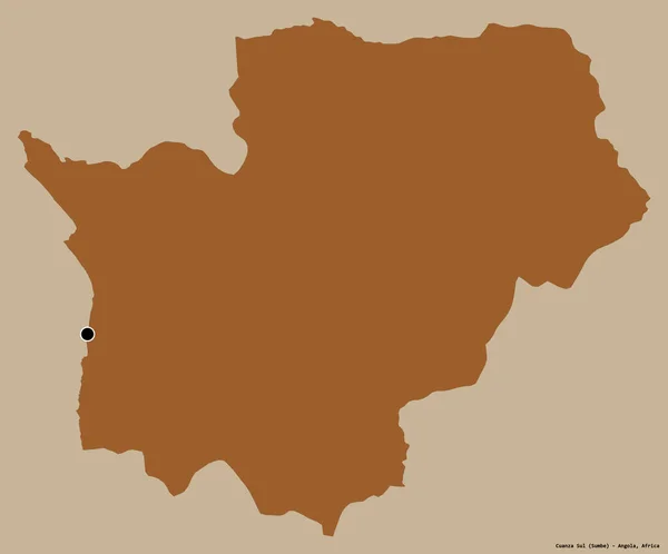 安哥拉南部宽扎省的形状 其首都以纯色背景隔离 图形纹理的组成 3D渲染 — 图库照片