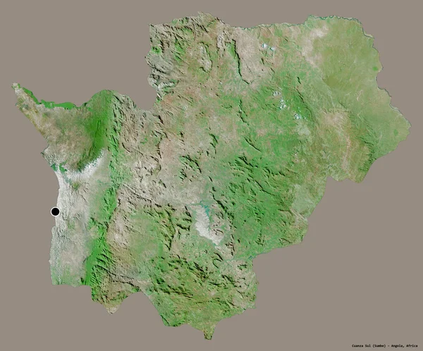 アンゴラの州クアンザ Cuanza Sul の形で その首都はしっかりとした色の背景に孤立している 衛星画像 3Dレンダリング — ストック写真