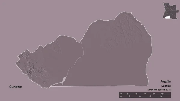 Форма Кунене Провинция Ангола Столицей Изолированной Твёрдом Фоне Дистанционный Масштаб — стоковое фото