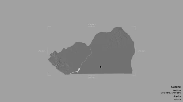 Area Cunene Province Angola Isolated Solid Background Georeferenced Bounding Box — Stock Photo, Image