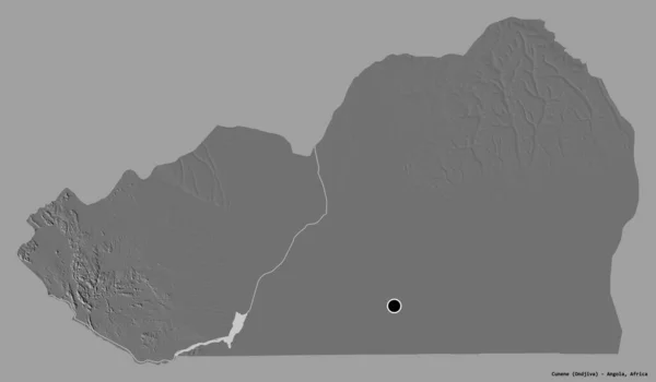 アンゴラ県のクーネンの形は その首都をしっかりとした色の背景に隔離しています 標高マップ 3Dレンダリング — ストック写真