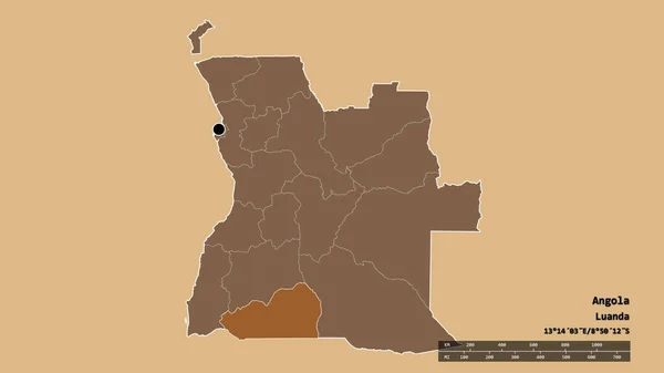 Обесцвеченная Форма Анголы Столицей Главным Региональным Разделением Отделенной Зоной Кунене — стоковое фото
