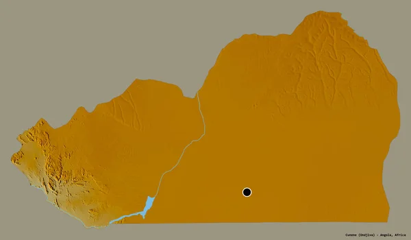 Форма Кунене Провинция Ангола Столицей Изолированной Сплошном Цветном Фоне Топографическая — стоковое фото