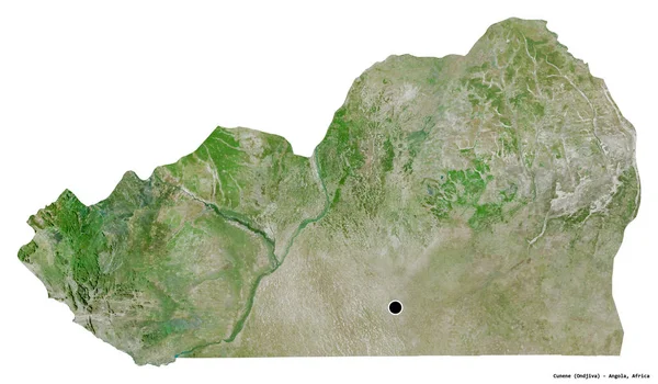 白を背景に首都が孤立しているアンゴラのカンネ県の形 衛星画像 3Dレンダリング — ストック写真