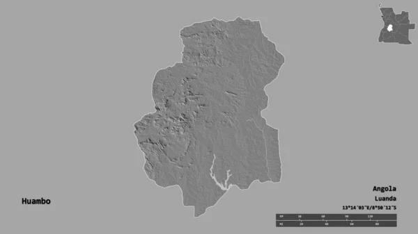 Forma Huambo Provincia Angola Con Capital Aislada Sobre Fondo Sólido —  Fotos de Stock