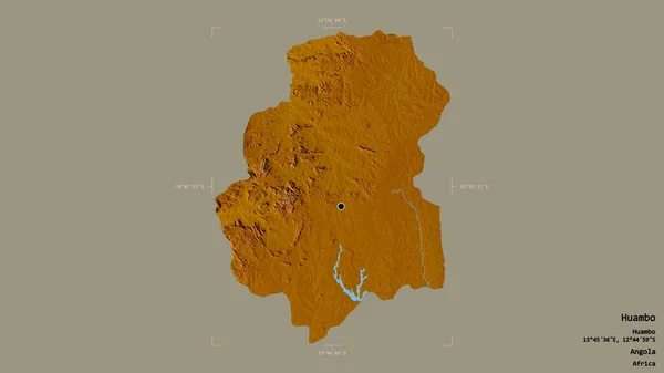 安哥拉万博省万博市的一个地区 在一个地理参照框的坚实背景下被隔离 地形浮雕图 3D渲染 — 图库照片
