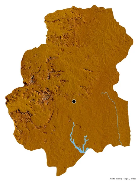 Форма Уамбо Провінція Ангола Столицею Ізольованою Білому Тлі Карта Рельєфу — стокове фото