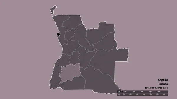 Desaturated Shape Angola Its Capital Main Regional Division Separated Huila — Stock Photo, Image