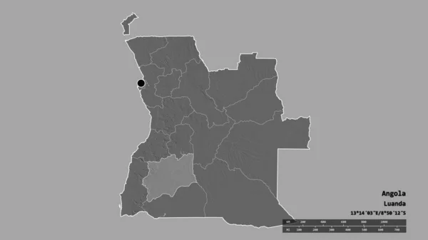 Desaturerad Form Angola Med Dess Huvudstad Huvudsakliga Regionala Indelning Och — Stockfoto