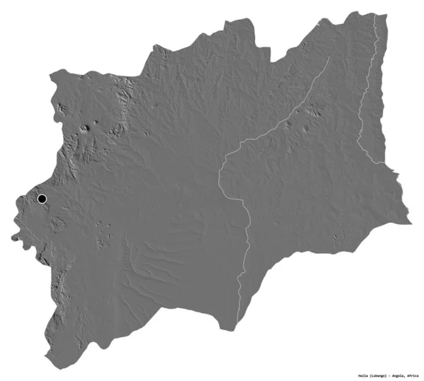 Tvar Huily Provincie Angola Hlavním Městem Izolovaným Bílém Pozadí Mapa — Stock fotografie