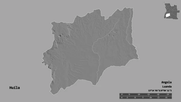 Forma Huila Provincia Angola Con Capital Aislada Sobre Fondo Sólido — Foto de Stock