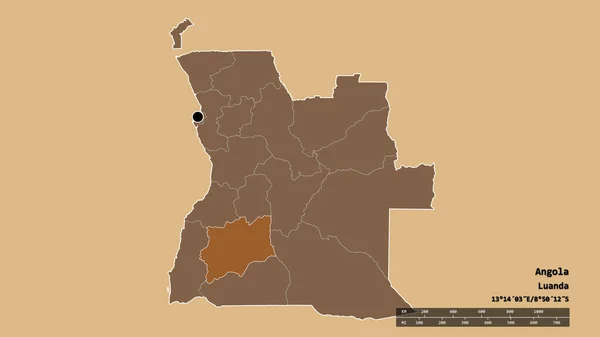 Desaturated Shape Angola Its Capital Main Regional Division Separated Huila — Stock Photo, Image