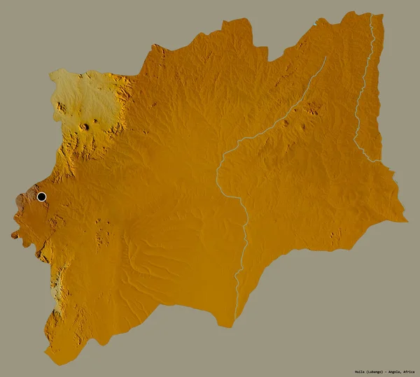 アンゴラの州 ヒラの形は その首都をしっかりとした色の背景に隔離しています 地形図 3Dレンダリング — ストック写真