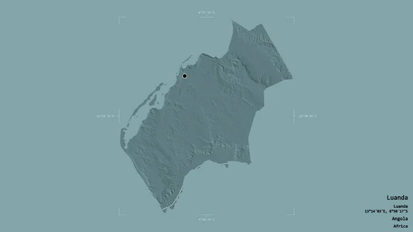 앙골라의 루안다 은지층이 배경에 고립되어 있었습니다 라벨이요 지형도 렌더링 — 스톡 사진