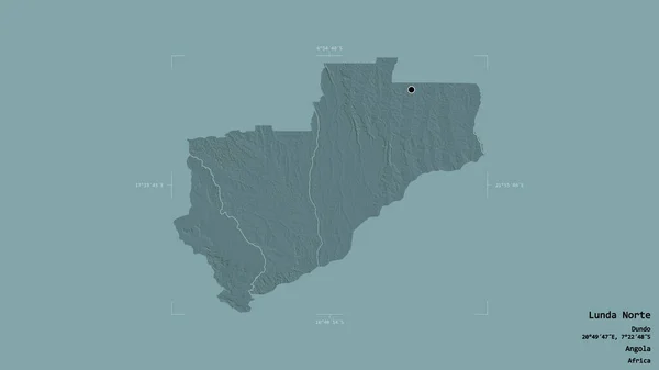 Area Lunda Norte Province Angola Isolated Solid Background Georeferenced Bounding — Stock Photo, Image