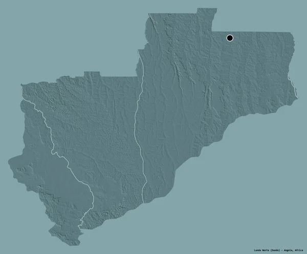 Forma Lunda Norte Provincia Angola Con Capital Aislada Sobre Fondo —  Fotos de Stock