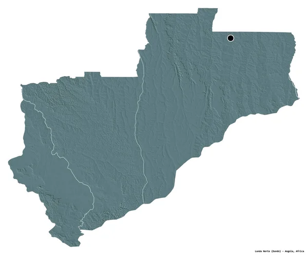 Forma Lunda Norte Provincia Angola Con Capital Aislada Sobre Fondo — Foto de Stock