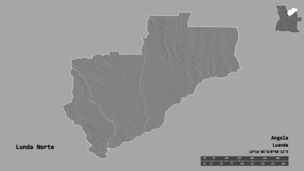 Forma Lunda Norte Provincia Angola Con Capital Aislada Sobre Fondo —  Fotos de Stock