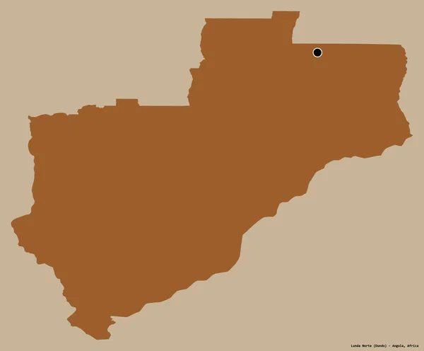 Форма Лунда Норте Провинция Ангола Столицей Изолированной Сплошном Цветном Фоне — стоковое фото