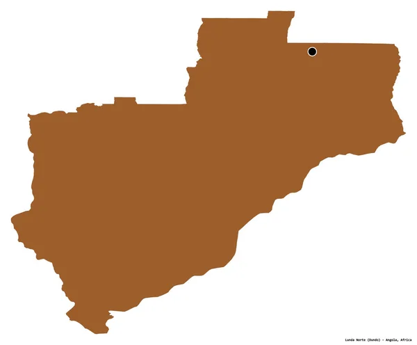 Форма Лунда Норте Провінції Ангола Столицею Ізольованою Білому Тлі Склад — стокове фото