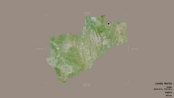 Obszar Lunda Norte Prowincja Angola Odizolowany Solidnym Tle Georeferencyjnym Polu — Zdjęcie stockowe