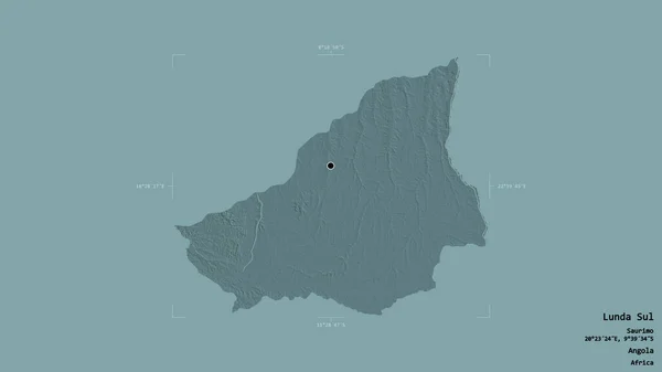 Area Lunda Sul Province Angola Isolated Solid Background Georeferenced Bounding — Stock Photo, Image