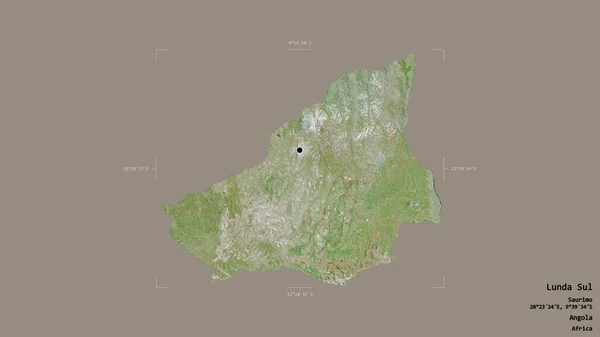 安哥拉省南隆达省的一个地区 在一个地理参照框的坚实背景下被隔离 卫星图像 3D渲染 — 图库照片