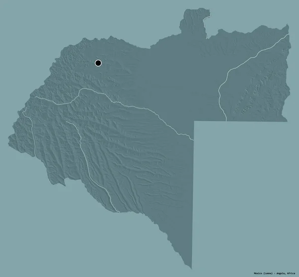 安哥拉莫希科省的形状 其首都以纯色背景隔离 彩色高程图 3D渲染 — 图库照片