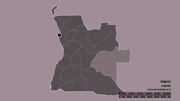 Desaturerad Form Angola Med Dess Huvudstad Huvudsakliga Regionala Indelning Och — Stockfoto
