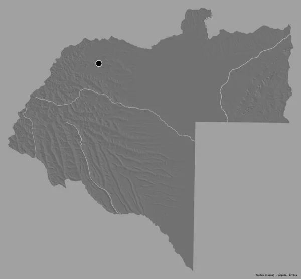 Forma Moxico Provincia Angola Con Capital Aislada Sobre Fondo Color — Foto de Stock