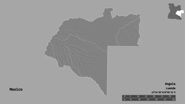 Shape Moxico Province Angola Its Capital Isolated Solid Background Distance — Stock Photo, Image