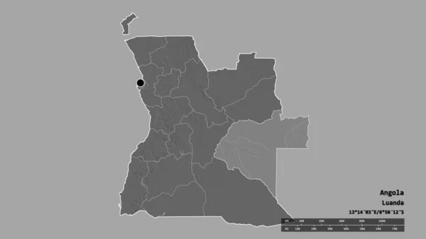Desaturated Shape Angola Its Capital Main Regional Division Separated Moxico — Stock Photo, Image