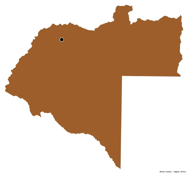 Forma Moxico Província Angola Com Sua Capital Isolada Sobre Fundo — Fotografia de Stock