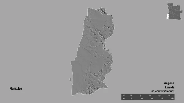 Forma Namibe Provincia Angola Con Capital Aislada Sobre Fondo Sólido —  Fotos de Stock