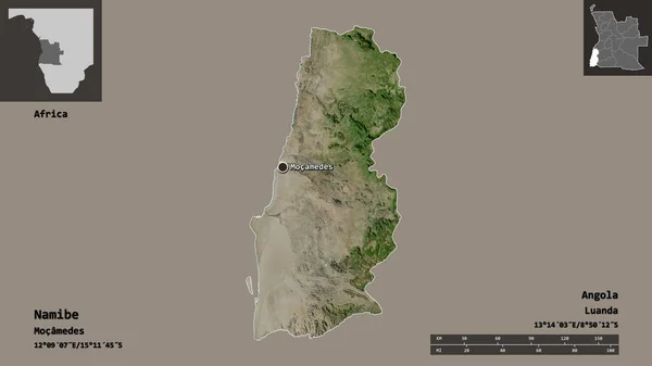 Shape Namibe Provinz Angola Und Seine Hauptstadt Entfernungsskala Vorschau Und — Stockfoto