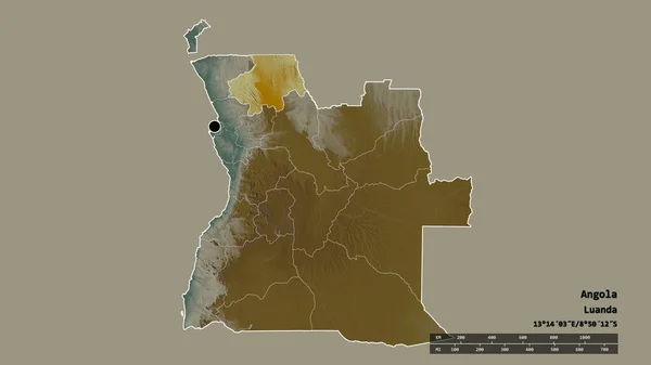 Desaturated Shape Angola Its Capital Main Regional Division Separated Uige — Stock Photo, Image