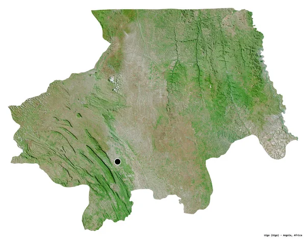 アンゴラの州 ウイゲの形は その首都を白い背景に孤立しています 衛星画像 3Dレンダリング — ストック写真