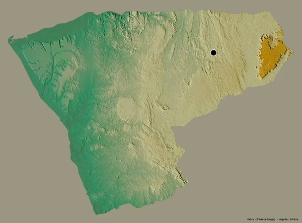 Forma Zaire Provincia Angola Con Capital Aislada Sobre Fondo Color — Foto de Stock