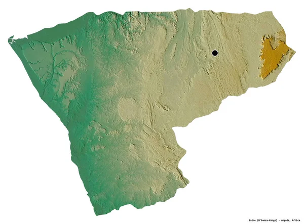 Tvar Zairu Provincie Angola Hlavním Městem Izolovaným Bílém Pozadí Topografická — Stock fotografie