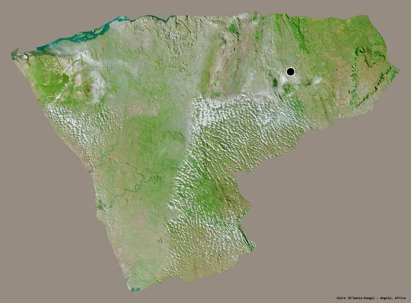扎伊尔的形状 安哥拉省 其首都孤立在一个坚实的色彩背景 卫星图像 3D渲染 — 图库照片