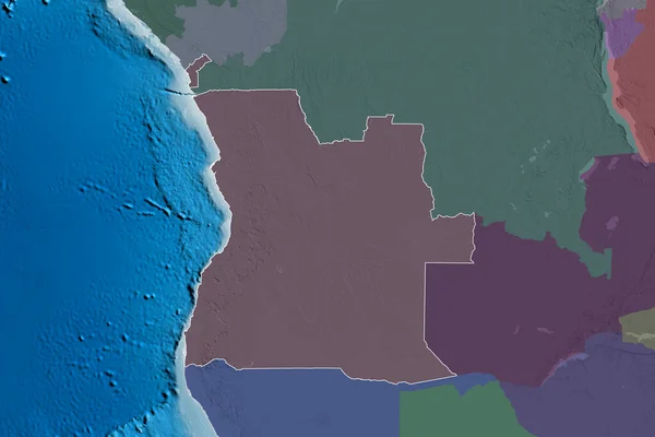 Área Extendida Angola Delineada Mapa Elevación Color Renderizado — Foto de Stock