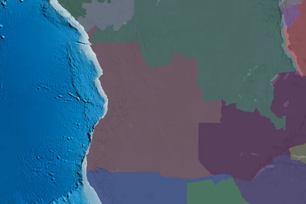 Área Extendida Angola Mapa Elevación Color Renderizado — Foto de Stock