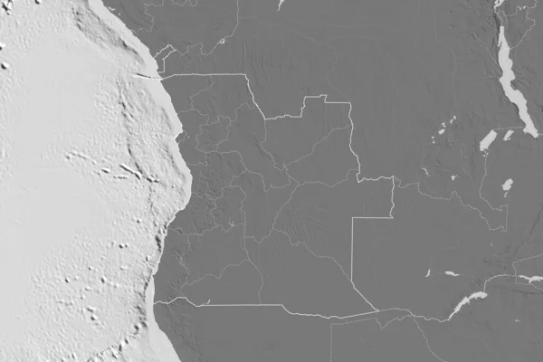 Расширенная Территория Анголы Границами Страны Международными Региональными Границами Карта Рельефа — стоковое фото