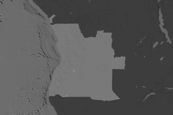 安哥拉的形状因邻近地区的解体而分离 Bilevel高程图 3D渲染 — 图库照片