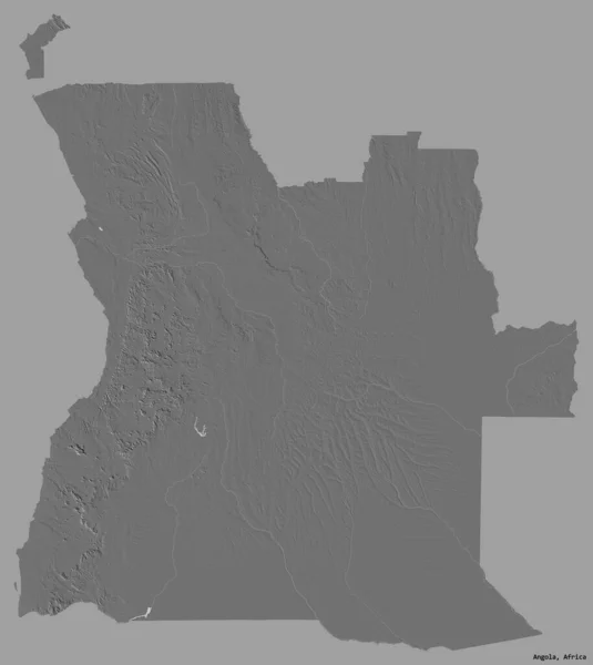 Форма Анголы Столицей Изолирована Сплошном Цветном Фоне Карта Рельефа Билевеля — стоковое фото