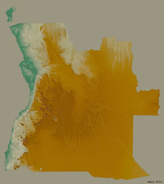 Forma Angola Con Capital Aislado Sobre Fondo Color Sólido Mapa — Foto de Stock