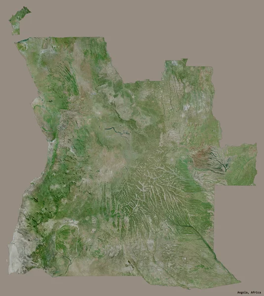 Shape Angola Its Capital Isolated Solid Color Background Satellite Imagery — Stock Photo, Image