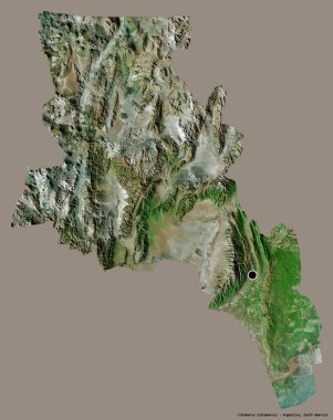 Katamarca 'nın şekli, Arjantin' in başkenti, katı bir renk arkaplanı ile izole edilmiştir. Uydu görüntüleri. 3B görüntüleme